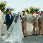 Caitlin and Damon at their wedding ceremony on Paros, Greece, filmed by Konstantinos Liopetas
